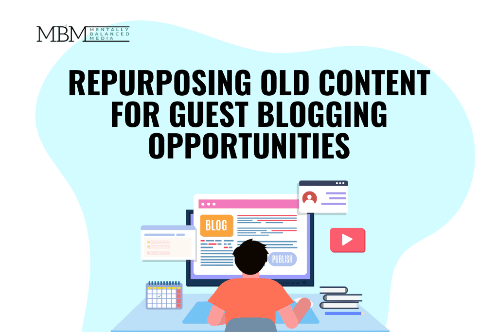 Person writing a blog on a computer, representing guest blogging opportunities.