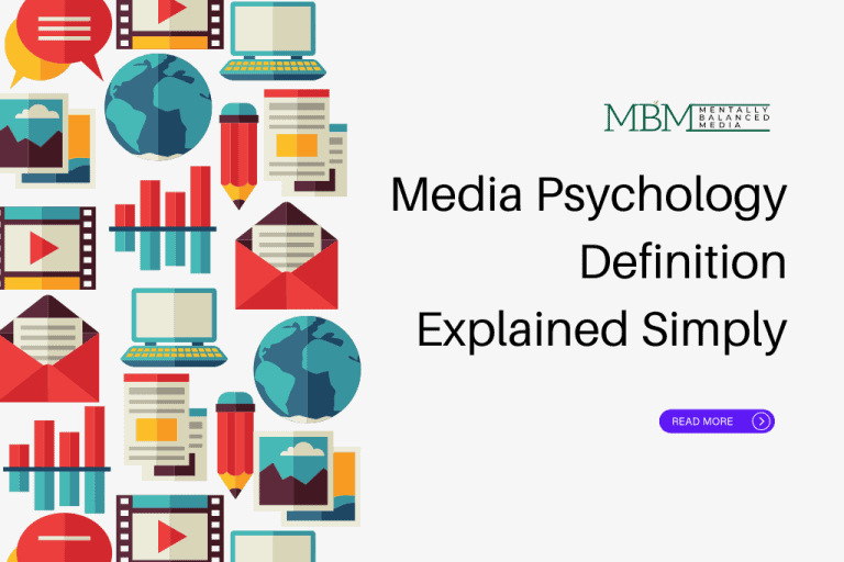 Illustration of various media icons, representing media psychology definition explained simply.