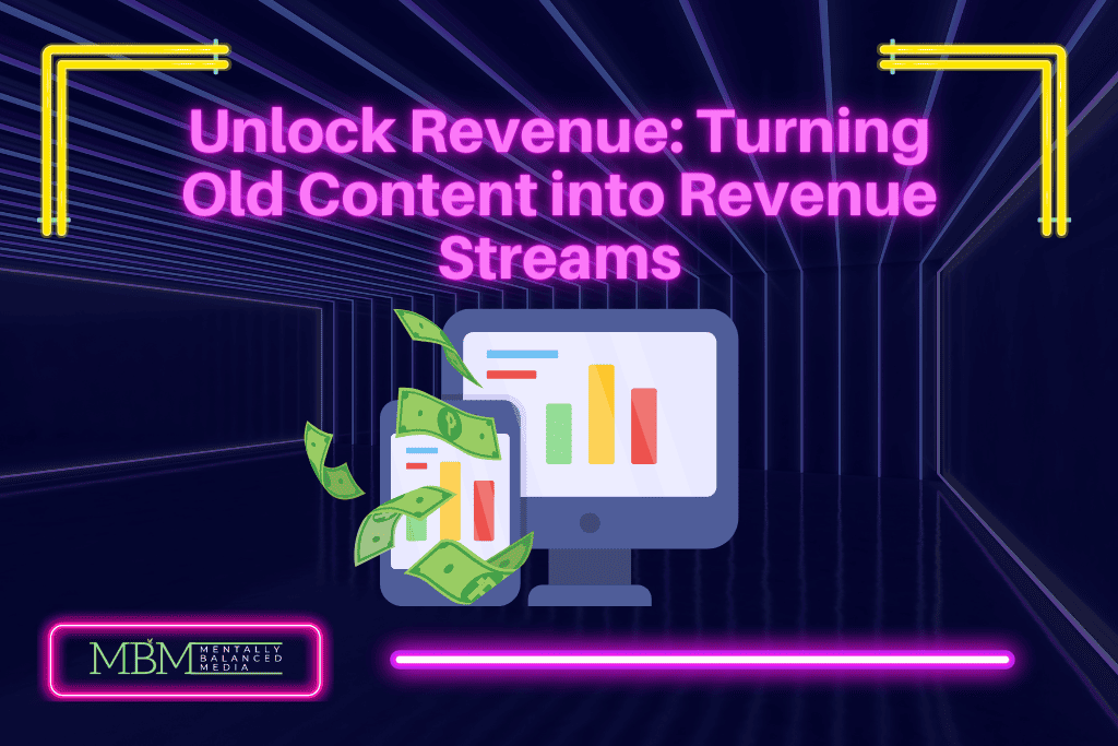 Illustration of money and content charts, representing turning old content into revenue streams.